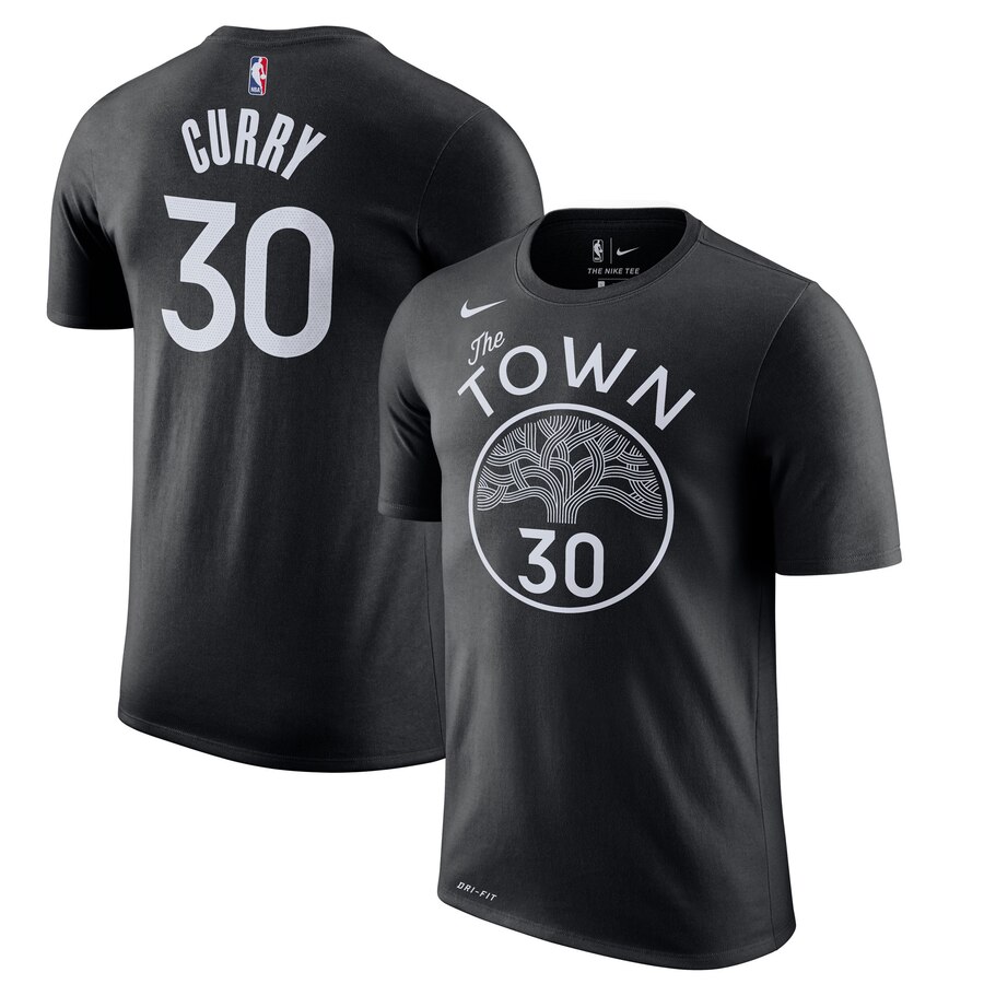 Men 2020 NBA Nike Stephen Curry Golden State Warriors Black 201920 City Edition Name  Number TShirt